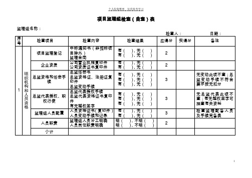 项目监理检查(自查)表
