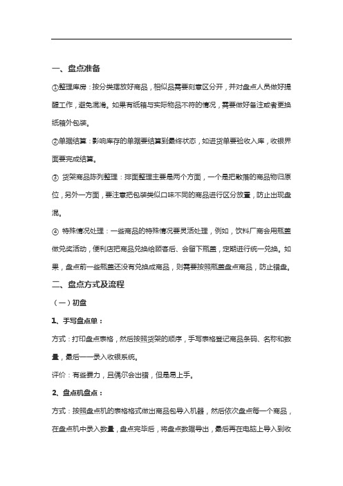 中小便利店、超市库存盘点流程