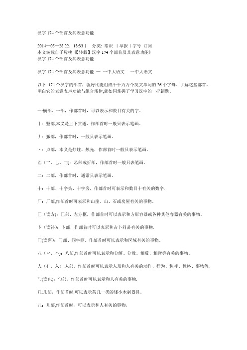 汉字174个部首及其表意功能【范本模板】