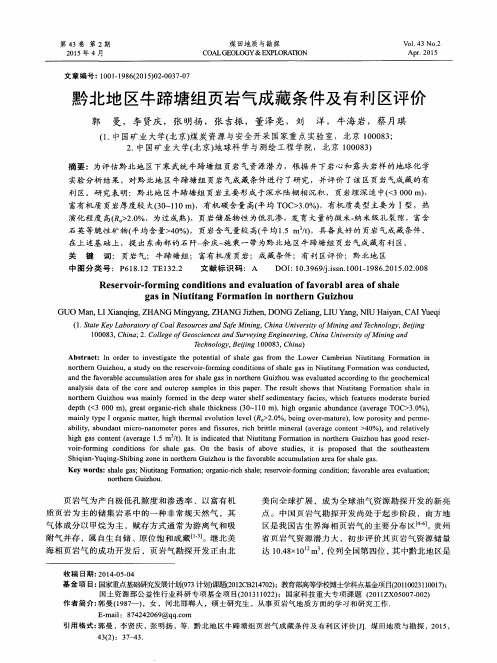 黔北地区牛蹄塘组页岩气成藏条件及有利区评价