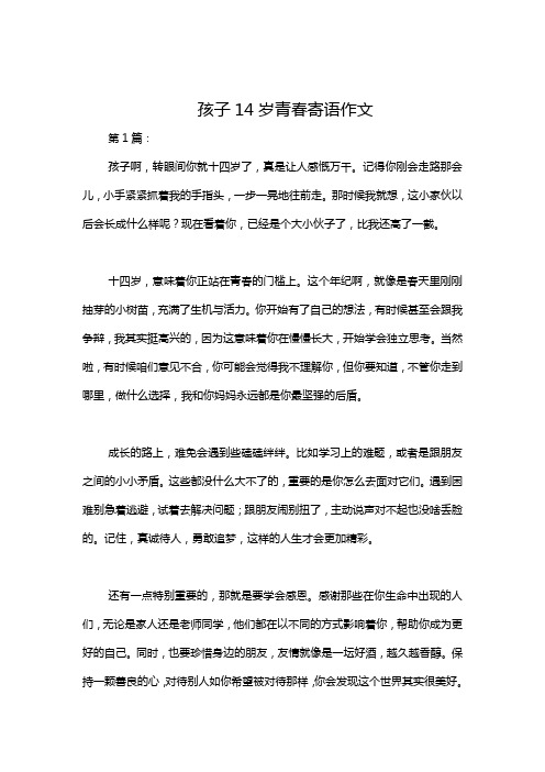 孩子14岁青春寄语作文