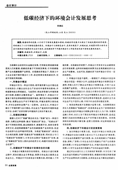 低碳经济下的环境会计发展思考
