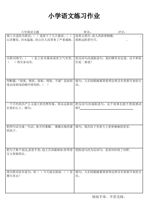小学六年级语文课堂延伸练习IV (6)