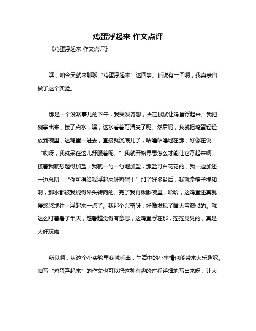 鸡蛋浮起来 作文点评