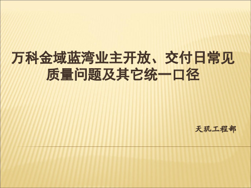 佛山万科金域蓝湾开放交付日统一口径