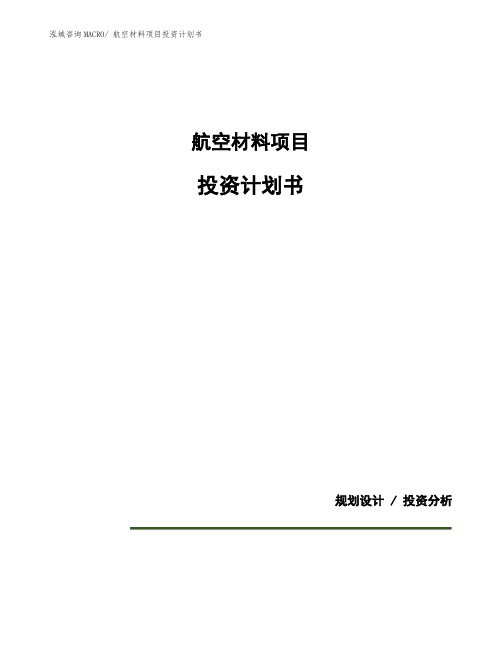 航空材料项目投资计划书 (1)