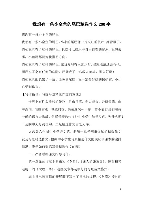 我想有一条小金鱼的尾巴精选作文200字