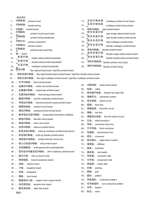线路板词汇中英对照