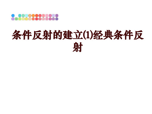 最新条件反射的建立⑴经典条件反射ppt课件