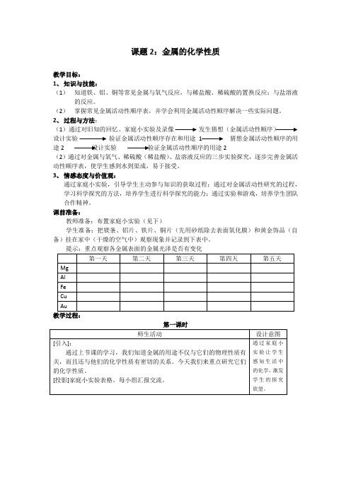 课题2金属的化学性质教案