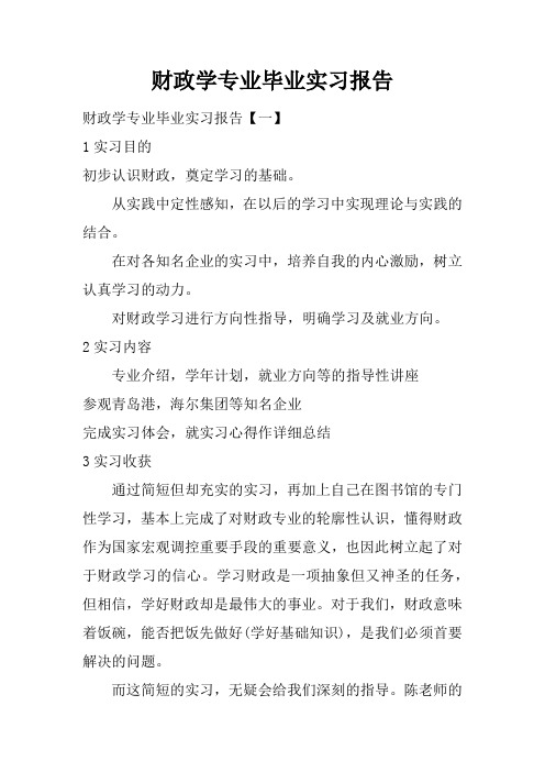 财政学专业毕业实习报告