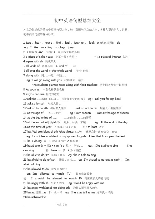 初中英语句型总结大全