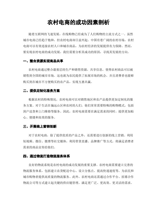 农村电商的成功因素剖析