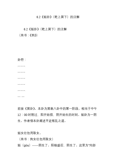 6.2《姤卦》(乾上巽下)的注解