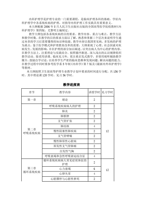 内科护理学是护理专业的一门重要课程是临床护理各科的基
