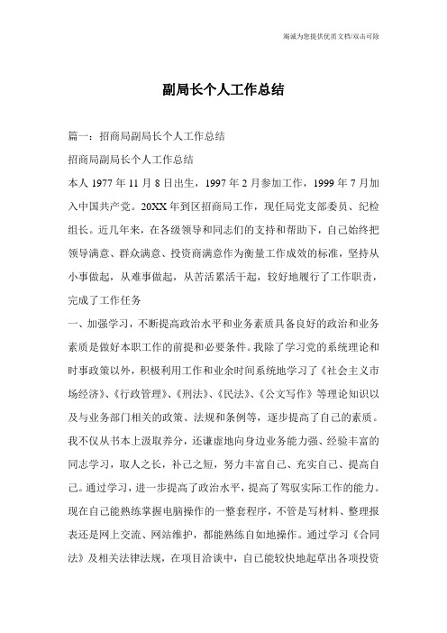 副局长个人工作总结