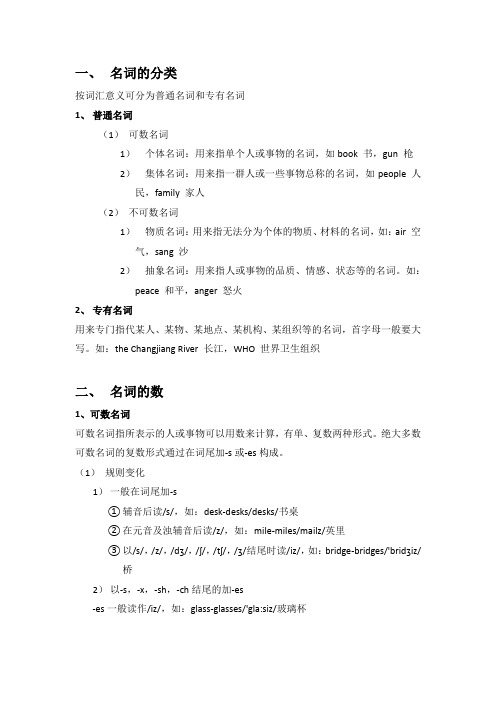 高中英语词法知识总结-名词篇