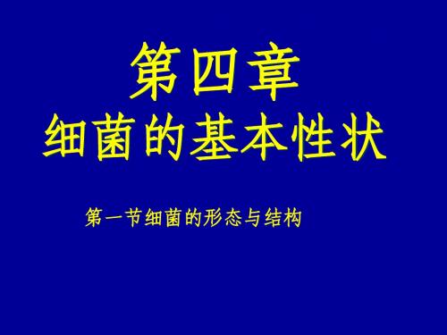 第四章.细菌的基本性状