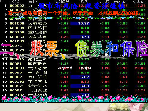 人教版高中政治必修一 6.2股票、债券和保险(共28张PPT)