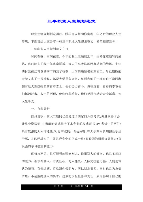 三年职业人生规划范文.doc