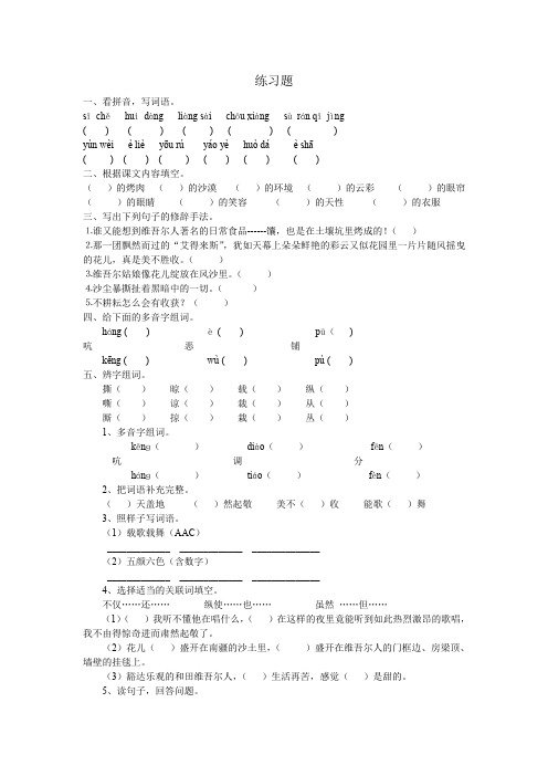 人教版六年级语文下册9 和田的维吾尔 练习题