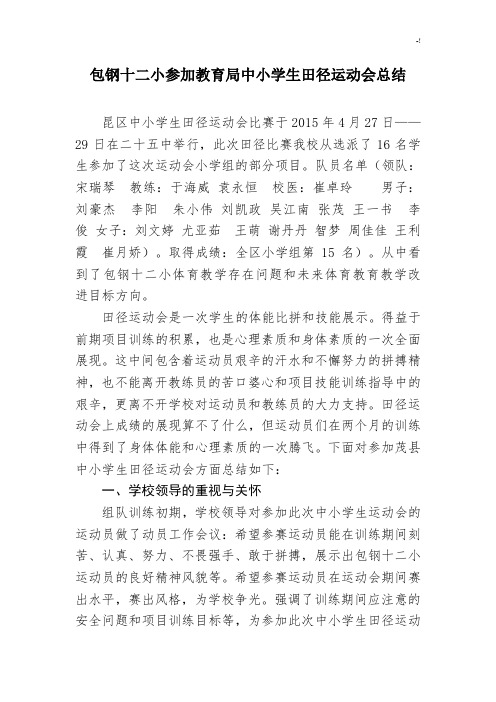 参加运动会后的情况总结2015