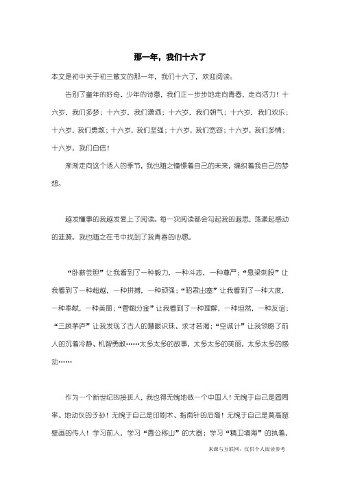 初三散文：那一年,我们十六了