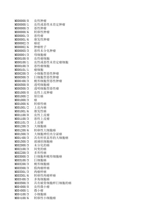 形态学编码(ICD-10字典库)