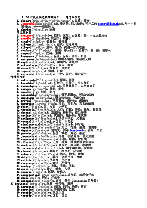 历年六级真题高频词汇总结