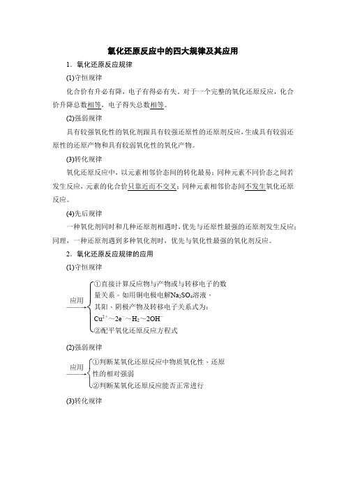 氧化还原反应中的四大规律及其应用