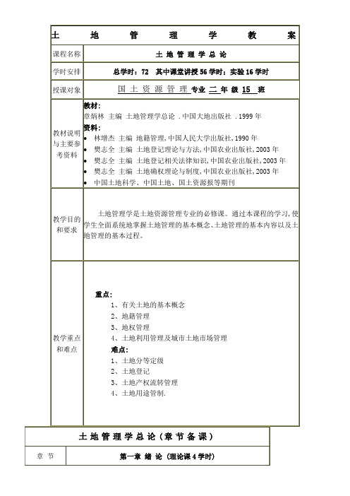 土地管理学教案