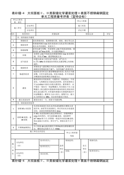 补缝-4 大坝面板Ⅱ、Ⅲ类裂缝化学灌浆处理+表面不锈钢扁钢固定