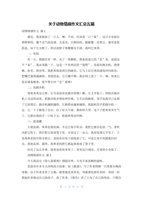 关于动物情感作文汇总五篇