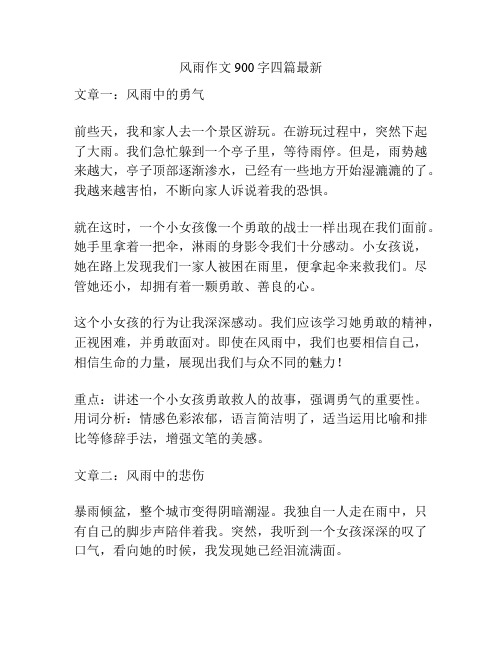 风雨作文900字四篇最新