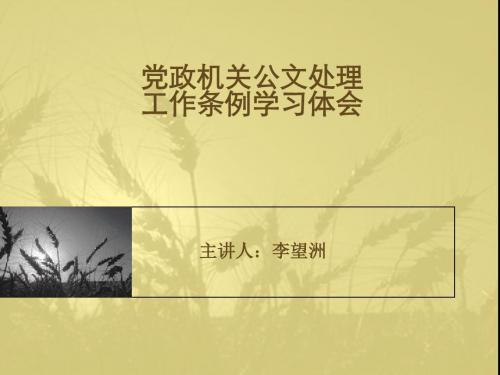 党政机关公文处理工作条例学习体会