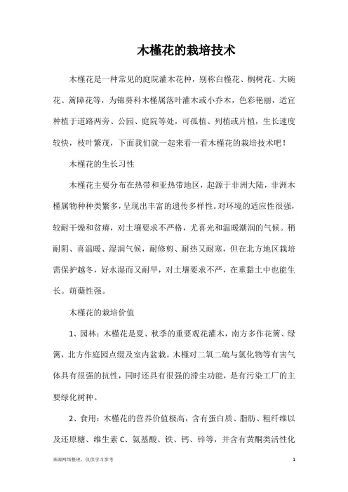 木槿花的栽培技术