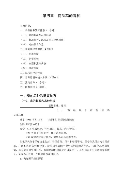 畜禽生产(高教版)科目教学电子教案：第四章 商品鸡的育种