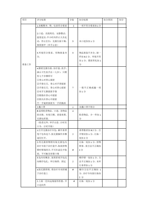 无菌技术操作评分标准
