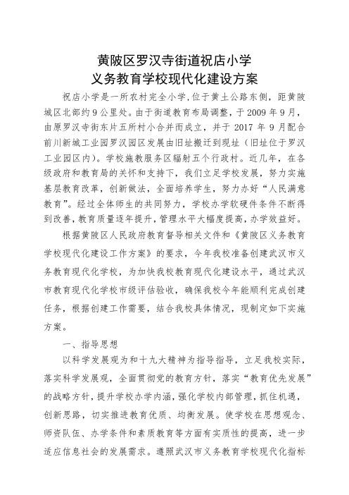 祝店小学武汉市义务教育现代化学校建设方案