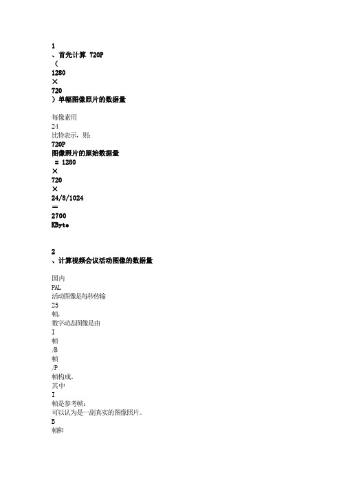 1080P、720P、4CIF、CIF所需要的理论带宽