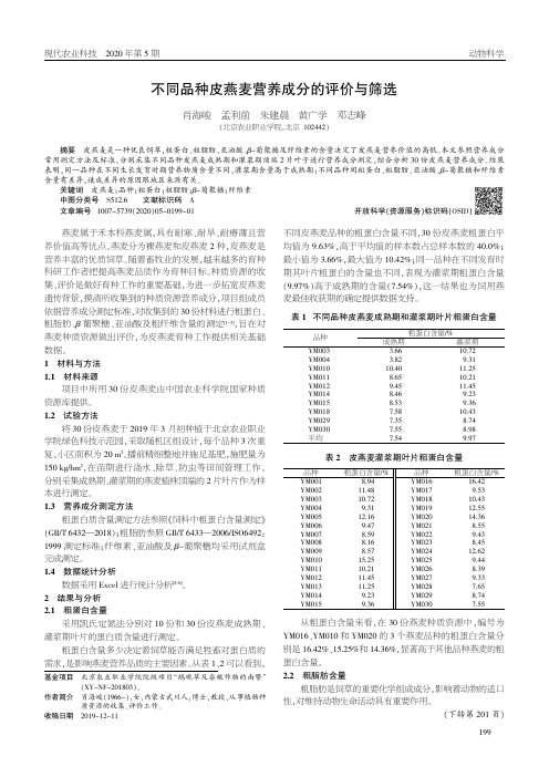 不同品种皮燕麦营养成分的评价与筛选