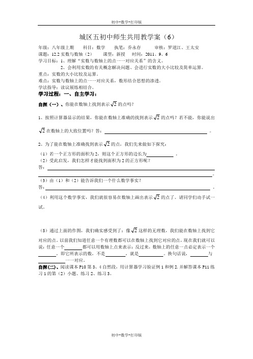 华师大版-数学-八年级上册-师生共用教学案实数与数轴(2)乔永存