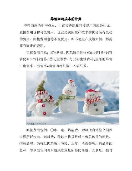 养殖肉鸡成本的计算
