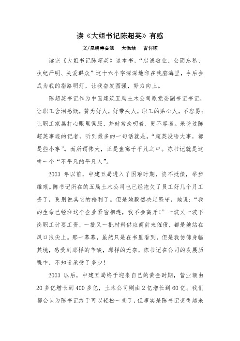 大姐书记-陈超英读后感2014-10-28