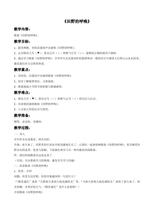 《田野的呼唤》教案2