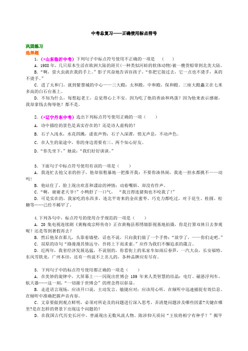 中考语文总复习——正确使用标点符号  巩固练习(含答案)