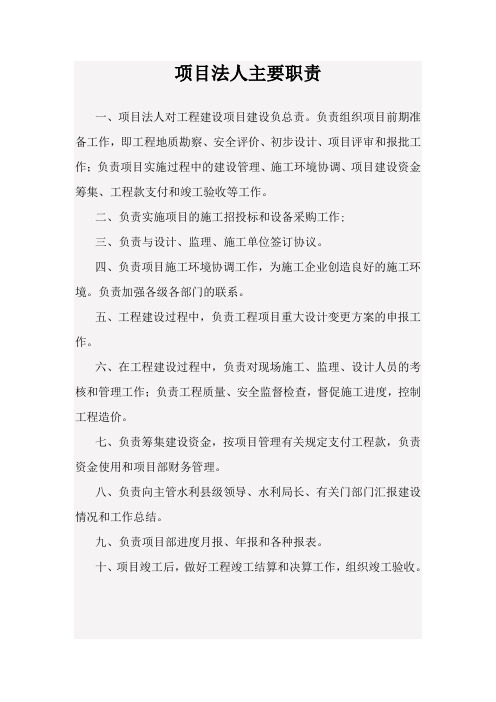 项目法人主要职责
