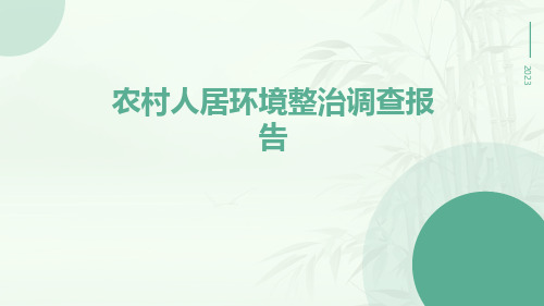 农村人居环境整治调查报告