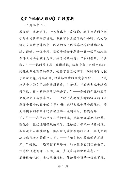 《少年维特之烦恼》片段赏析