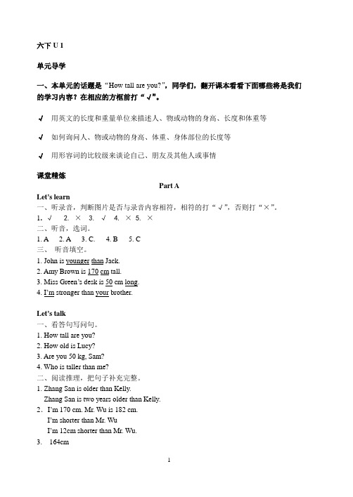 六年级同步精练答案